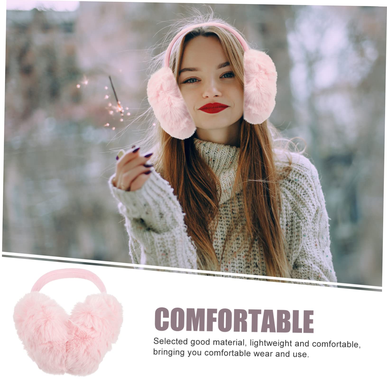 WRITWAA Warm Ear Muffs for Women Winter Headband Plush Faux Fur Protective Earmuffs for Cold