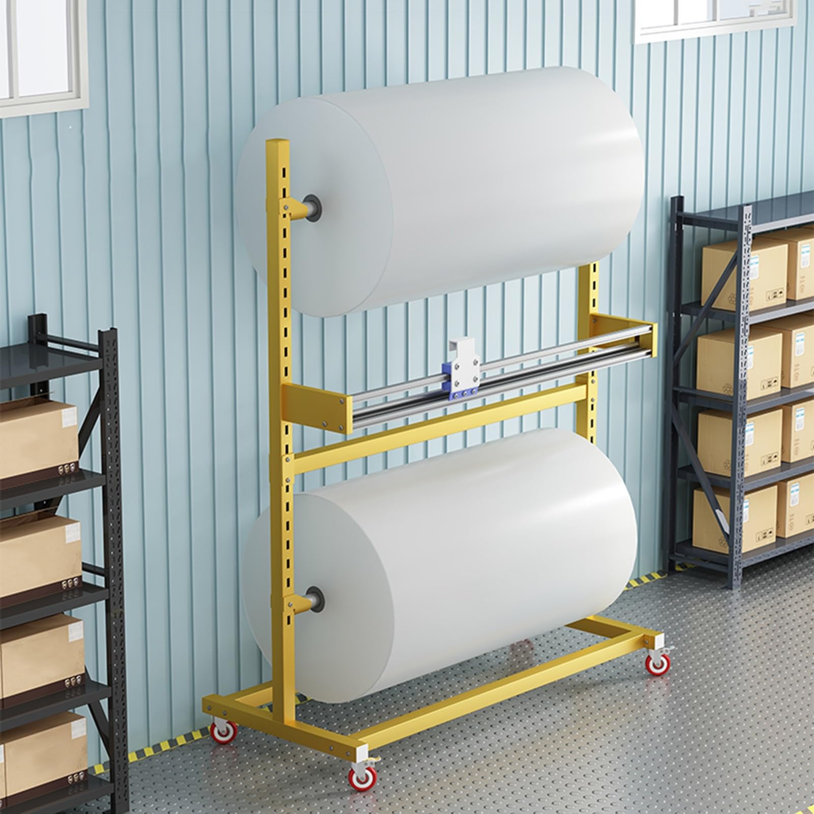 Dispenser di pluriball, involucro di pellicola estensibile indipendente per imballaggio, spostamento e spedizione efficienti