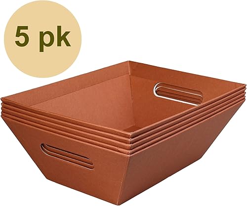 Miniatura 3 de Paquete de 5 cestas marrones de 8 x 10 pulgadas para regalos vacías, cestas con asas, regalo, condolencias, desayuno, ocasión, vacaciones,