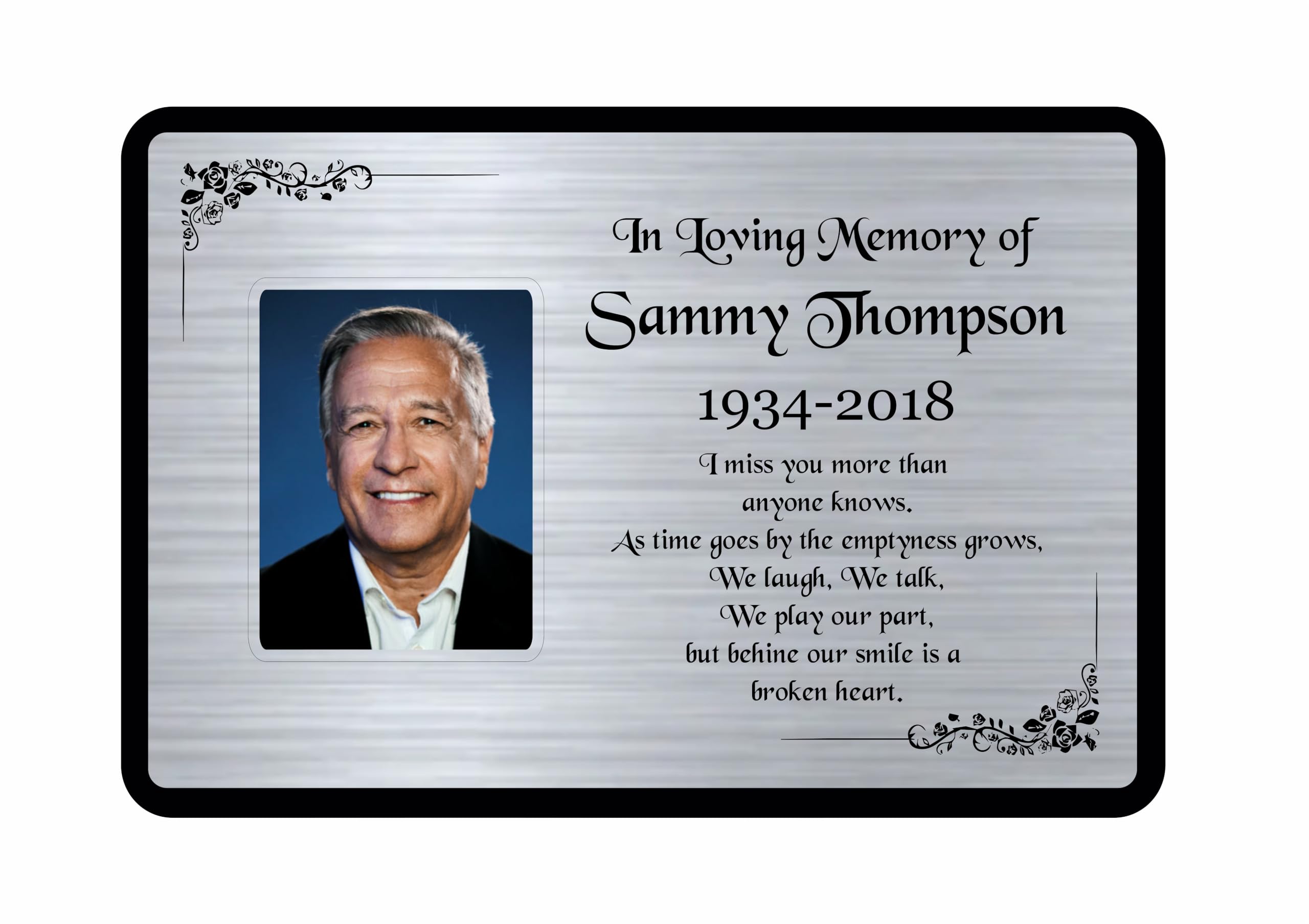 Personalised Memorial Plaque, Engraved 29x21cm, Black Lettering, Silver, Grave Marker, Weatherproof, Crematorium, Alternative to granite, 3 Sizes (Silver)