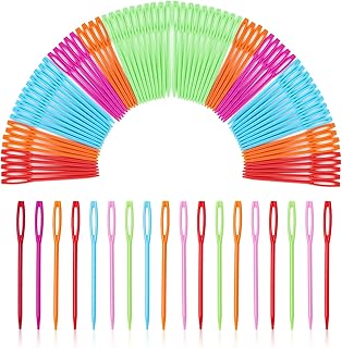 100 Pcs Large Eye Plastic Needles, 2.7inch/7cm Learning Needles, Yarn Needles Darning Needle Plastic Sewing Needles Tapestry Needles, Safety Plastic Lacing Needles for DIY Sewing Handmade Crafts