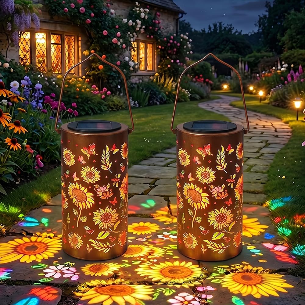 Solarlampen für Außen Garten,LED Metall Solarlaterne für Außen Hängend