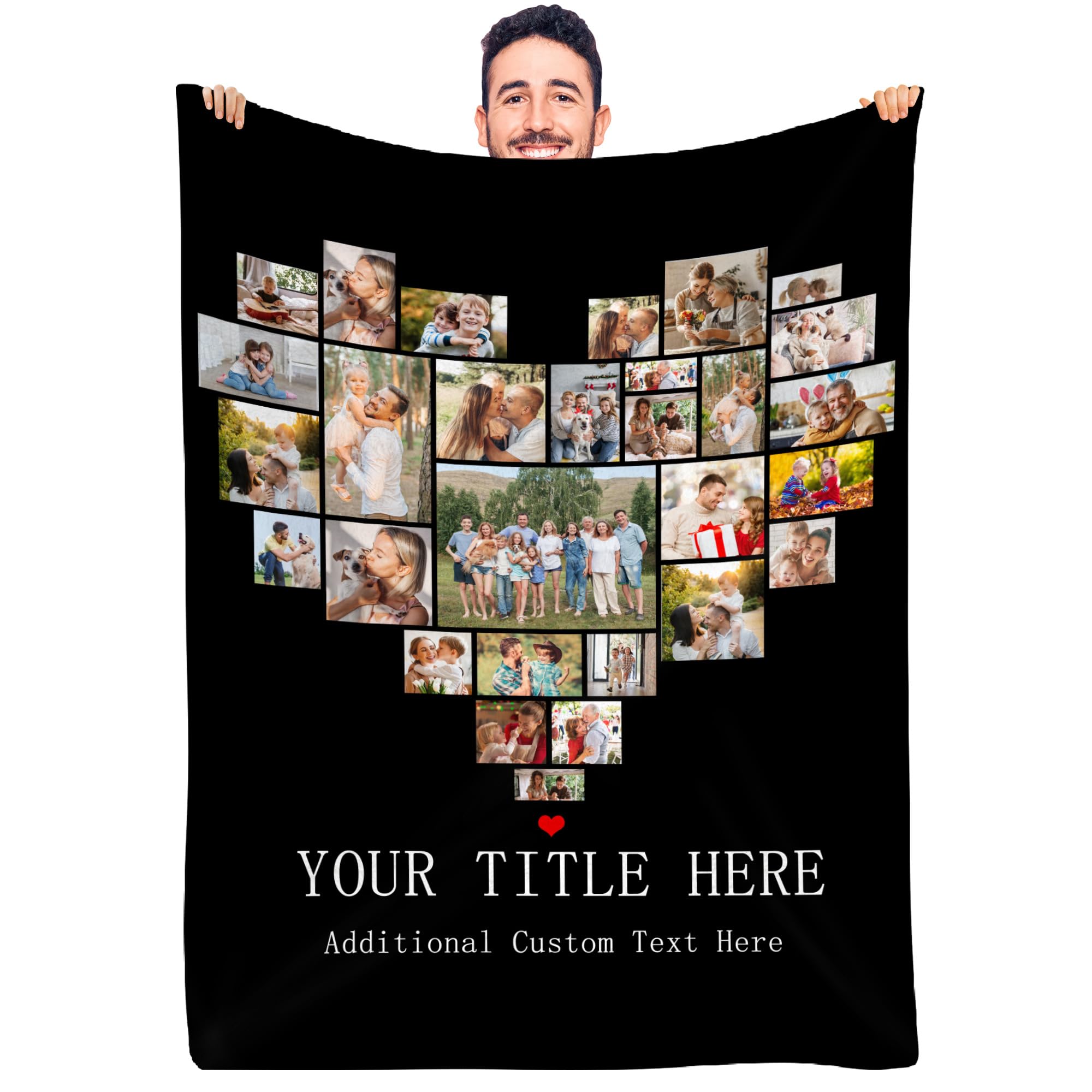 Artsadd Personalized Photo Blanket Custom Blanket for Family Heart Blanket Birthday Gifts Graduation Gifts Wedding Gifts