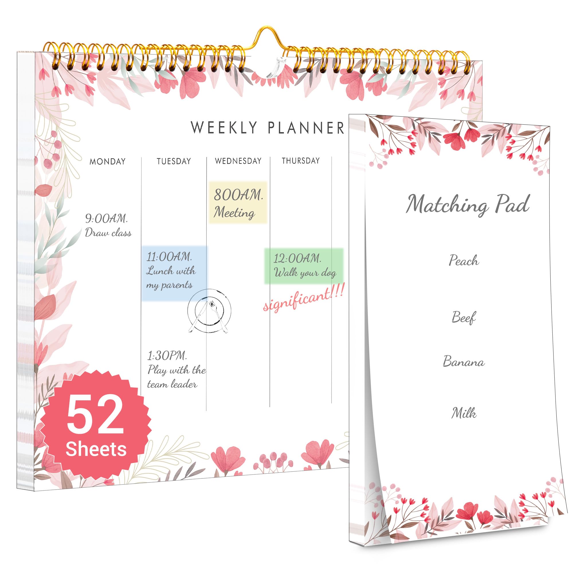 To Do List Notepad ThreeKin Weekly Planner Pad - 52 Colorful Tear-Off ...