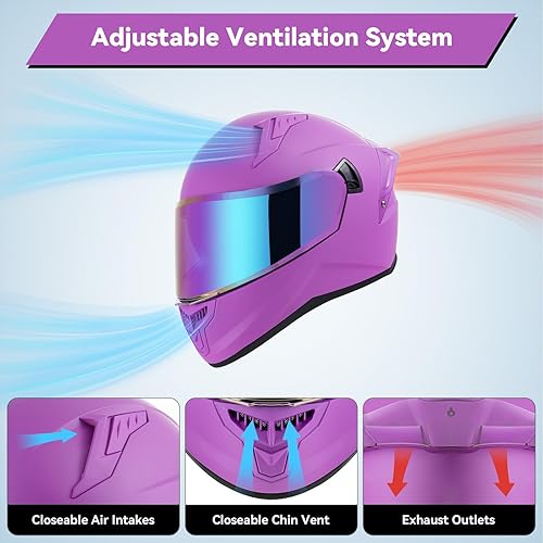 Miniatura 4 de Full Face Motorcycle Helmets for Adult Men Women, DOT Approved Street Bike Racing Helmet Dual Visor Quick Release Buckle, Motorbike ADV Moped Helmet