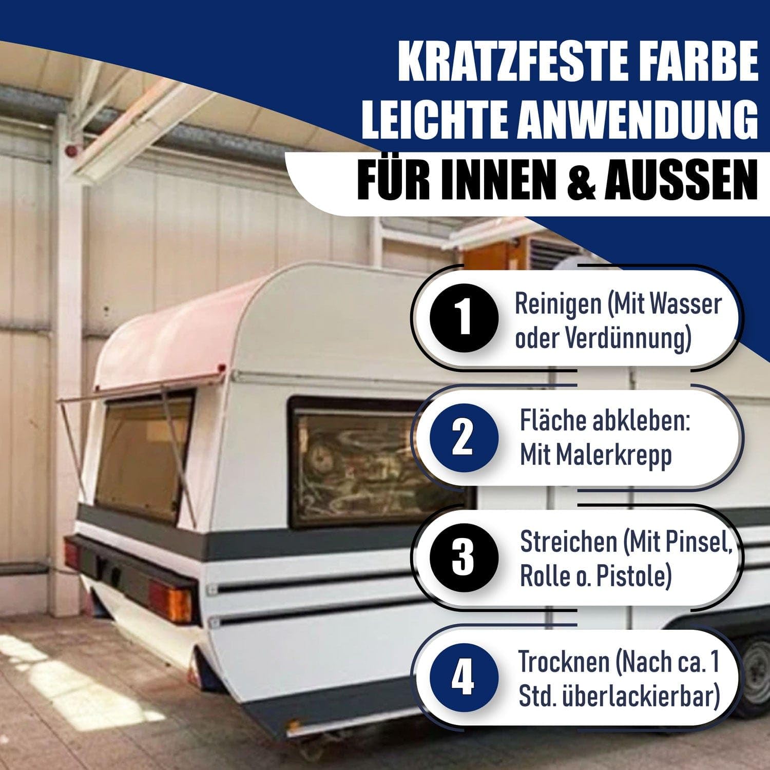 Hamburger Lack-Profi 2K Autolack GLÄNZEND Cremeweiß RAL 9001 Weiß Decklack - Hochdeckend - Rostschützend - Kratz- und schlagfest (2,5 L)