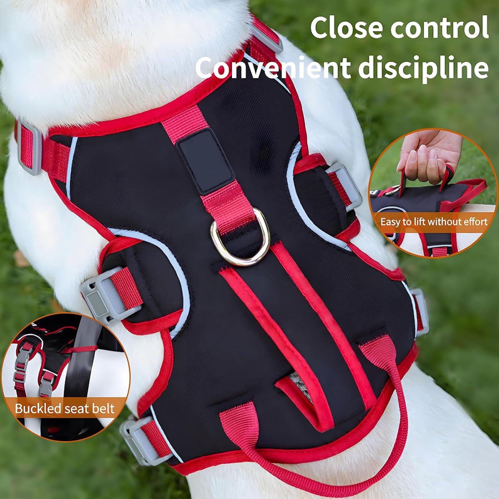 Pettorina Per Cani Imbottita Morbida Con Maniglia Di Sollevamento E Clip Per Guinzaglio, Imbracature Per Animali Domestici Riflettenti Anti-Tiro E Anti-Fuga, Guinzaglio Regolabile Per Cani,Giallo,S