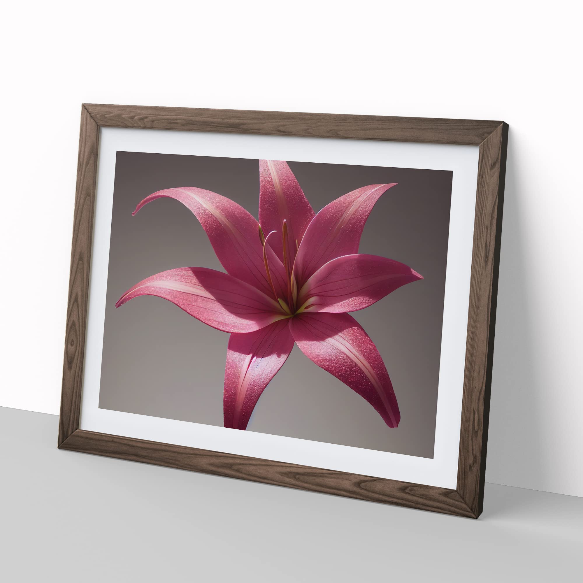 Serene Lily Flower BLK Framed Print, Walnut, A3 (46 x 34 cm) - Image 2