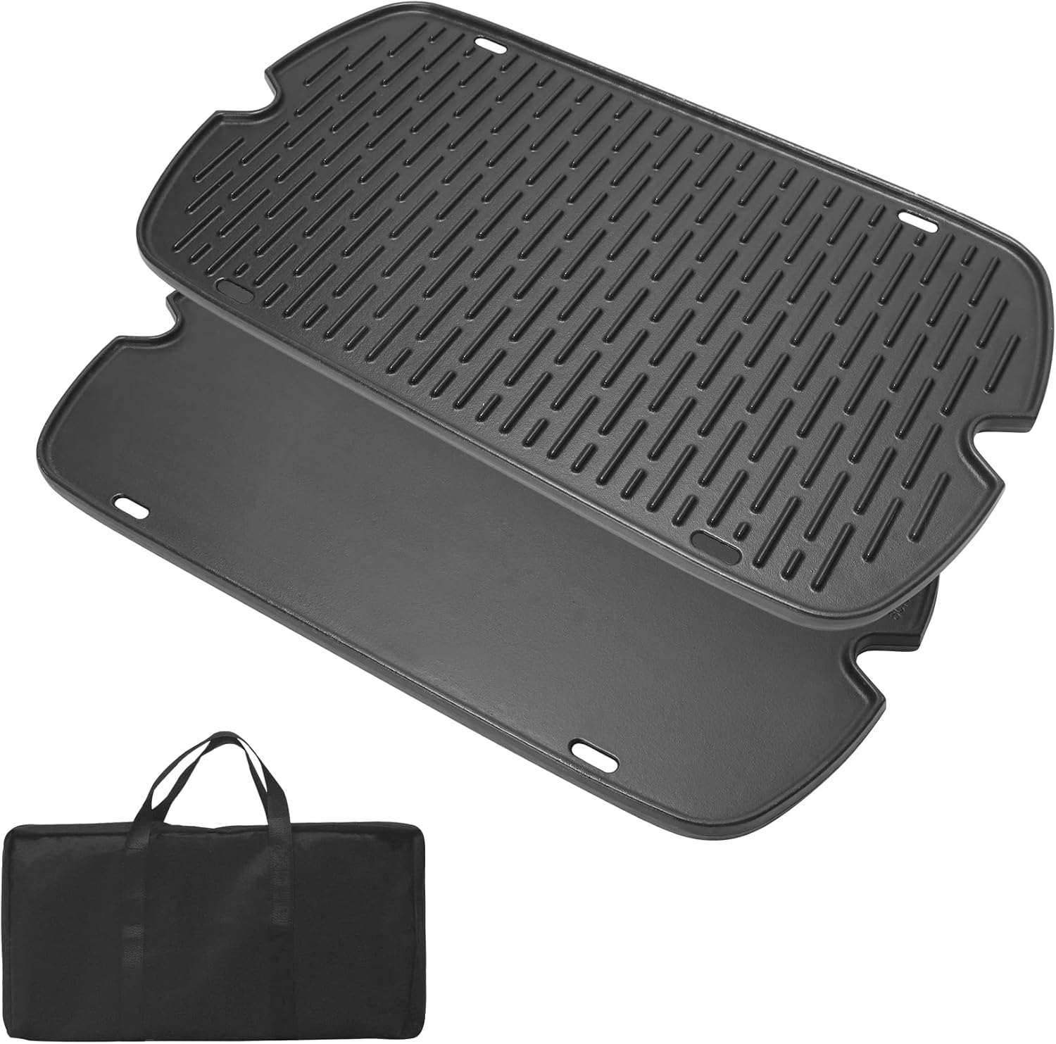 Cast Iron Griddle Replacement Parts Kits for Weber 9011701 9010001 9030001 9013001 9020001 Traveler Portable Grills, Cooking Griddle Plate with Carry Bag for Weber Traveler Portable Series Gas Grill 25" x 13.5"