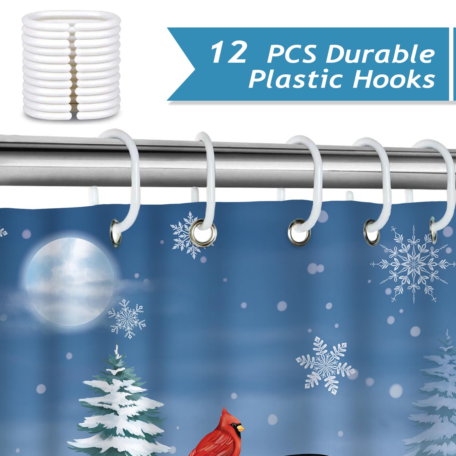 Bonhause Christmas Gnomes Snowman Shower Curtain - Image 3