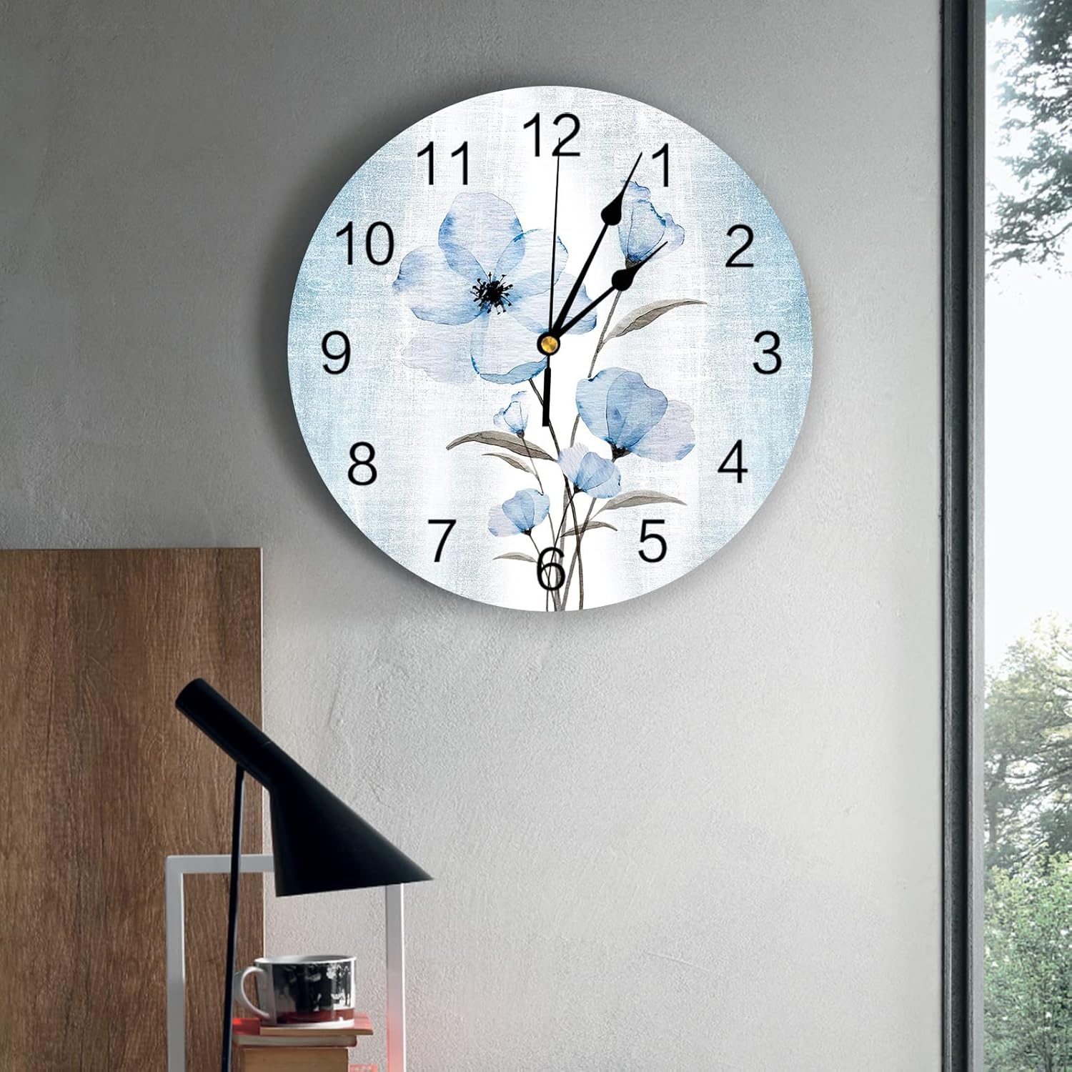 Amazon.com: Blue Flowers Wall Clock - 10 Inch Silent Non-Ticking