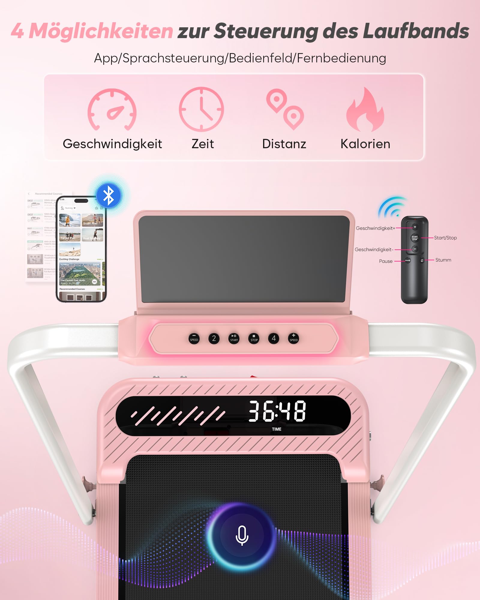 Cardirun Laufband für Zuhause Klappbar, 6 in 1 Walking Pad mit 10% Steigung | 10 km/h, 3.0PS Motor, Laufbänder mit LED-Anzeige, APP, Leise Treadmill for Home Office, 150 KG, Keine Installation