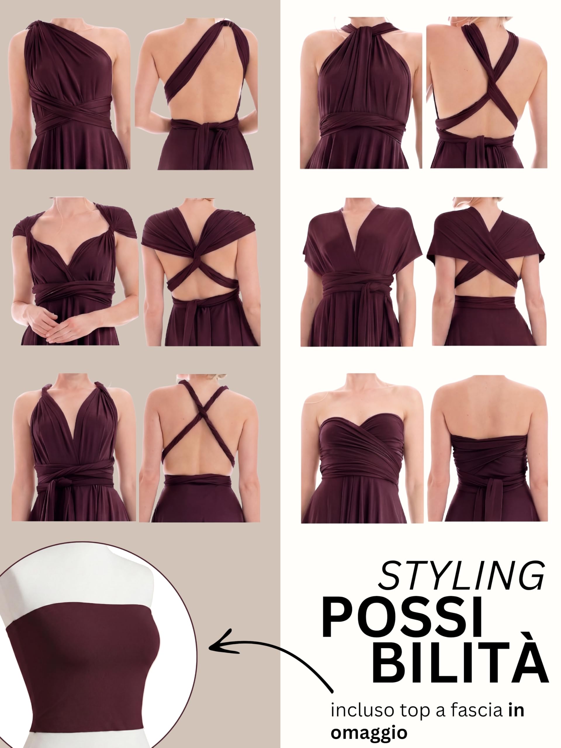Juvell Abiti da Damigella d'Onore Corti Infinity-Dress Matrimonio - 1100 | Abito da cocktail elegante, Abito da sera, Ballo di fine anno