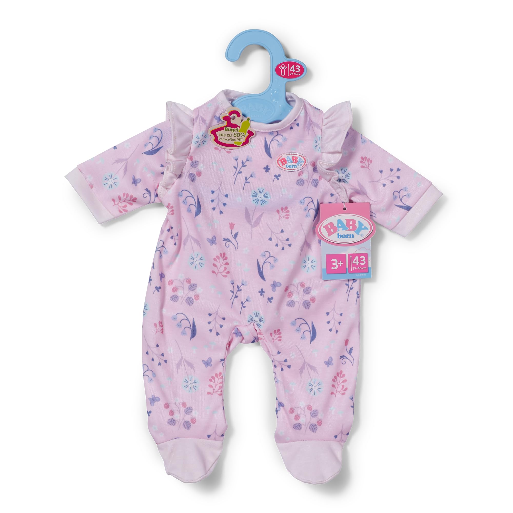 BABY born Romper Forest with Ruffle Sleeves. Pink patterned clothing for dolls 43cm. Suitable from ages 3+