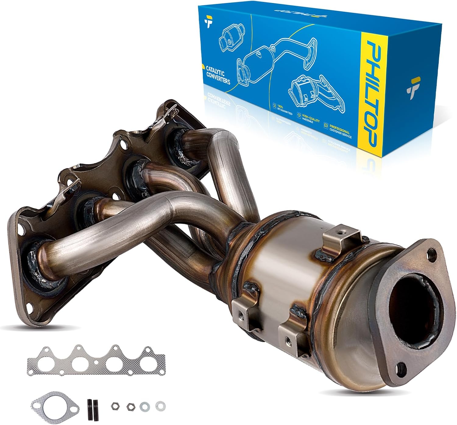 PHILTOP Catalytic Converter for 2012-2017 Accent 1.6L, 2012-2014 Rio 1.6L, 2012-2016 Soul 2.0L 1.6L, 2012-2017 Veloster 1.6L, Stainless Steel Catalyst Converter EPA Convert Compliant 1 Pack