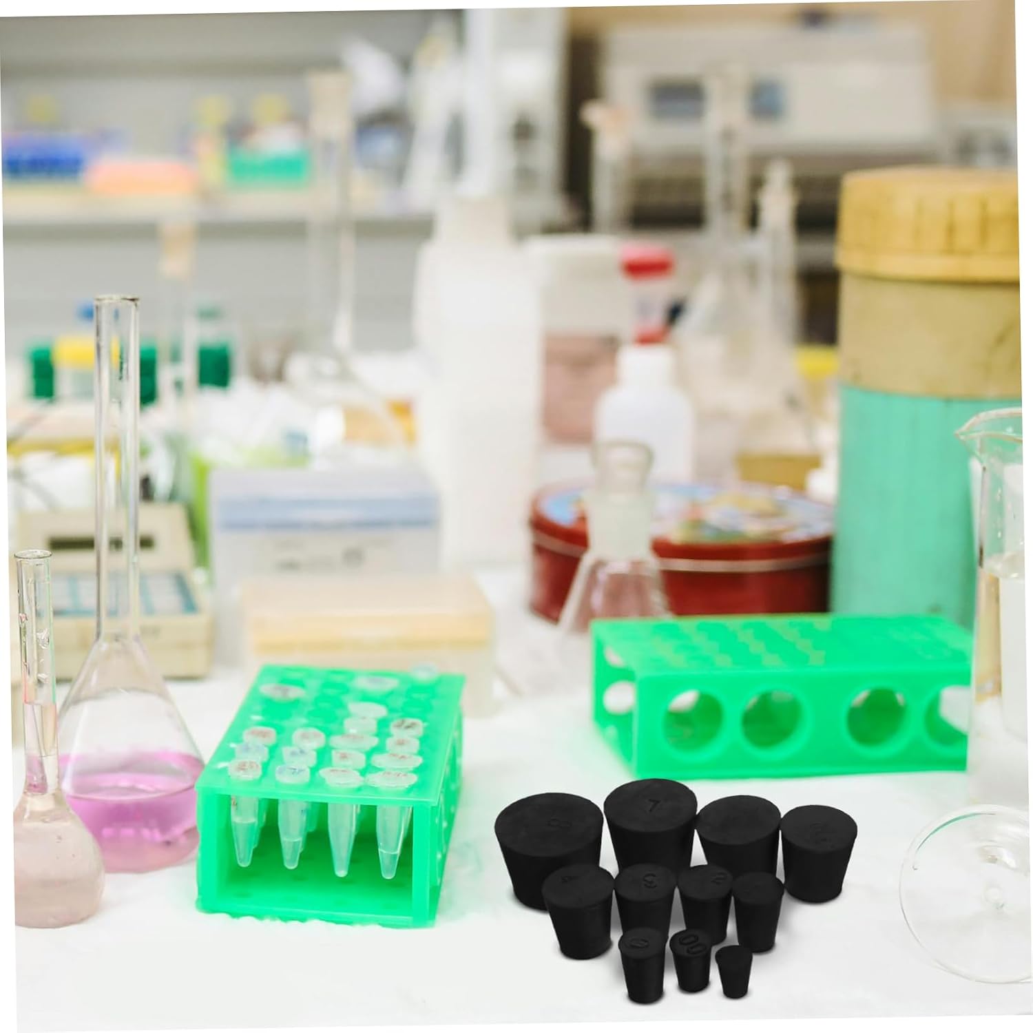 Cabilock 11Pcs Solid Rubber Stoppers for Lab Use Tapered Plugs for Experimental Bottle Sealing Reliable Rubber Stoppers for Laboratory Efficiency and Versatile Applications