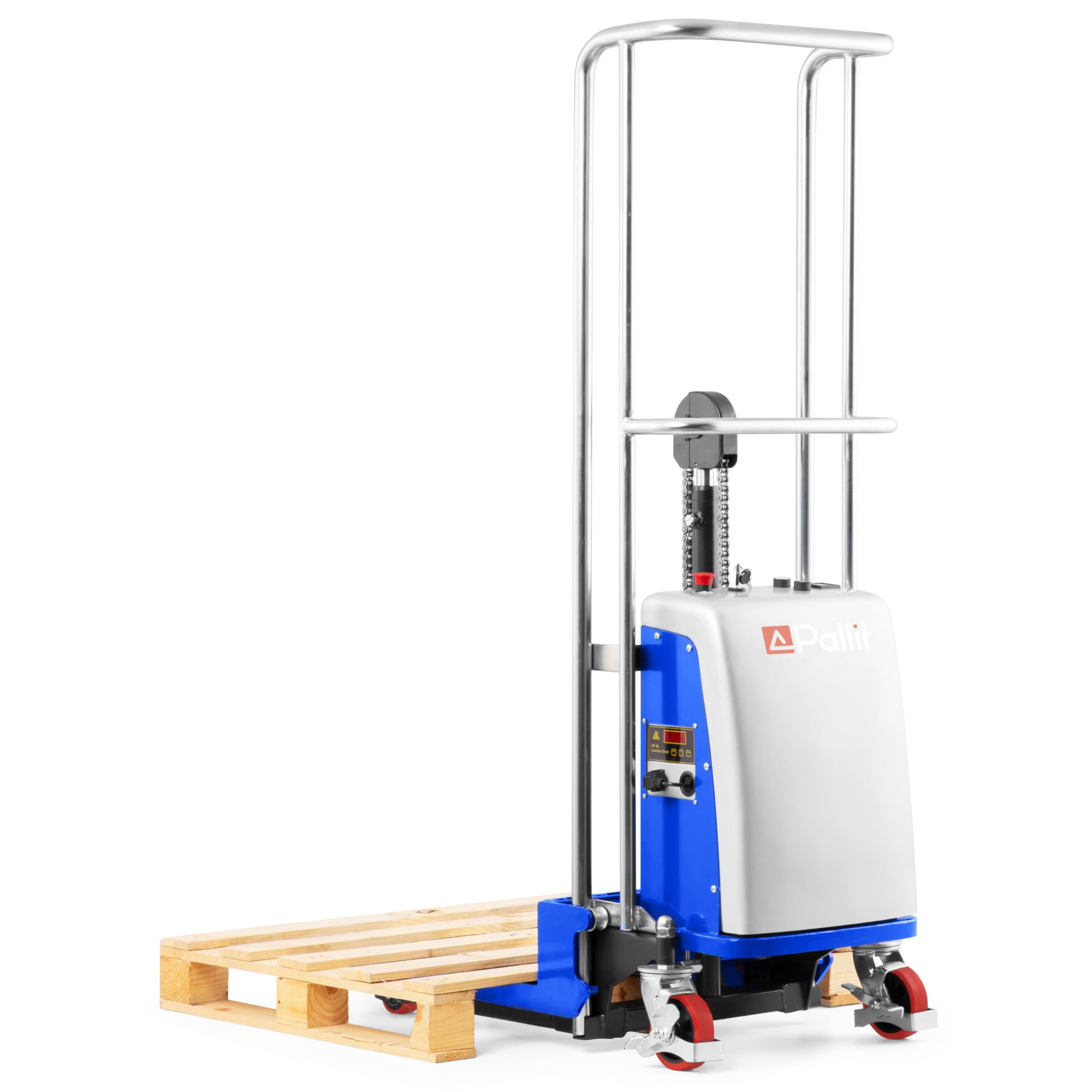 Pallit Elektro Mini Plattformstapler GO-E | 1500 mm Hubhöhe | 400 kg Tragkraft | Hochhubwagen mit abnehmbarer Plattform