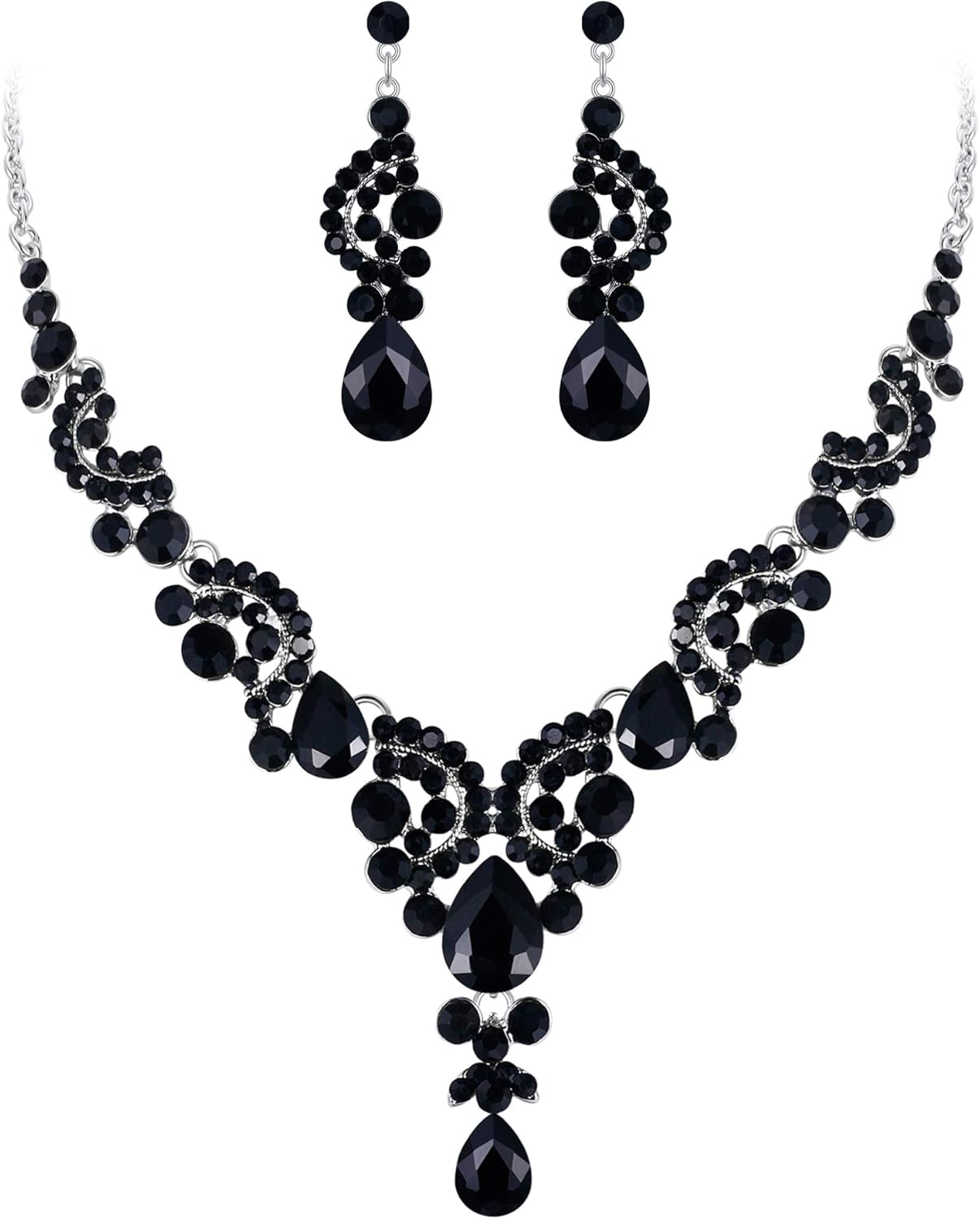 2pcs_Black Silver-Tone