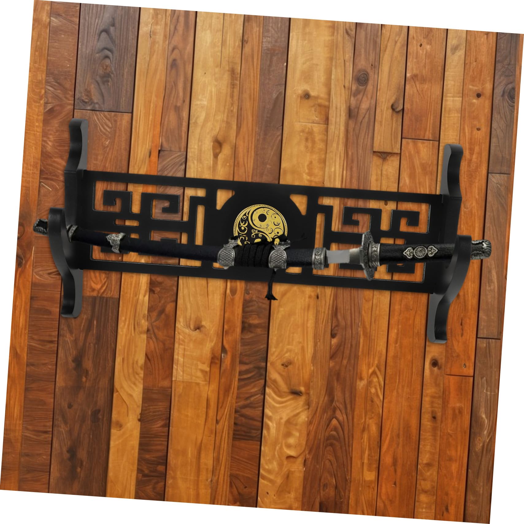Soporte de Espada para Montaje en Pared de Madera Negro | Diseño Clásico Hueco, Estilo Moderno y Tradicional, Pieza Decorativa para Pared
