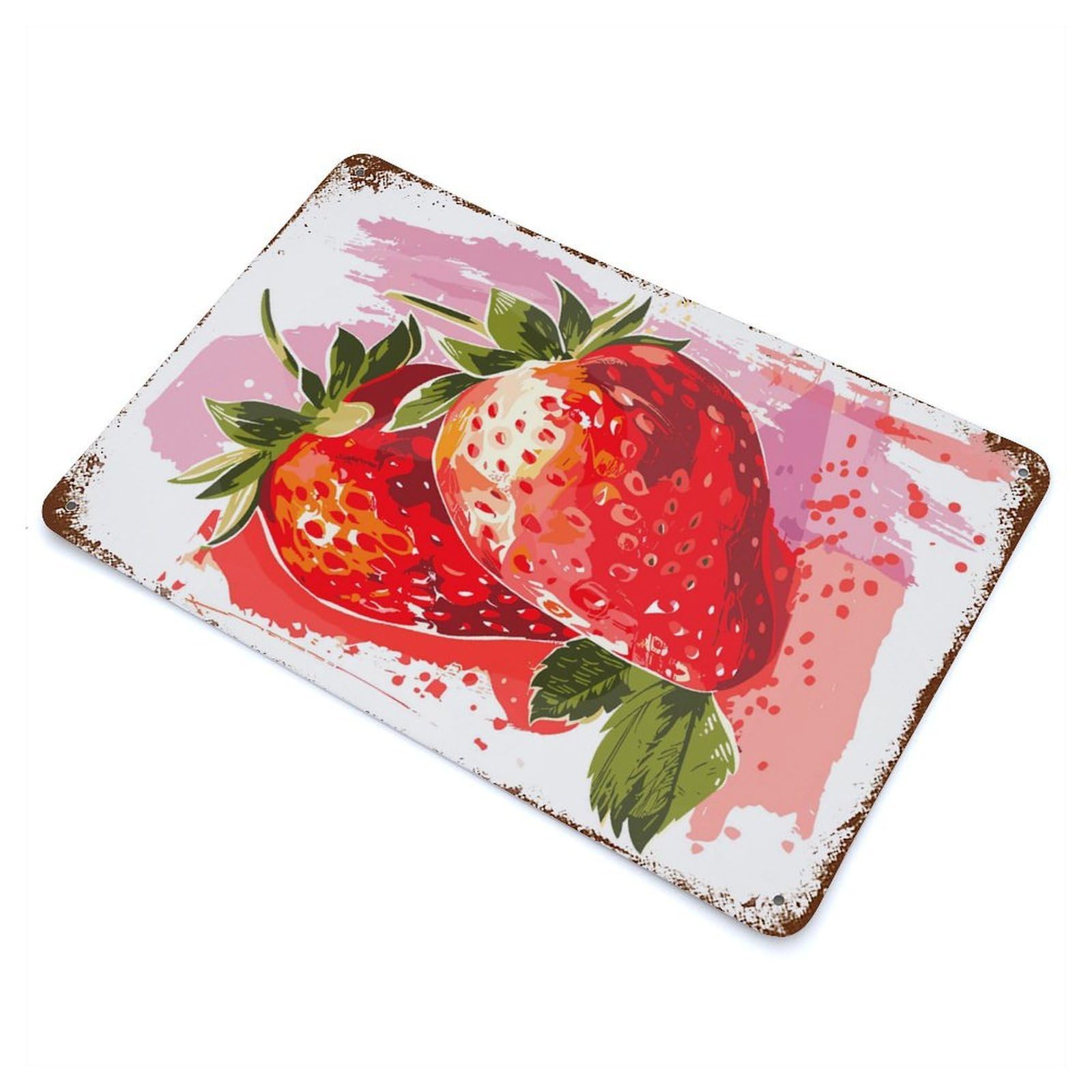 Strawberry Illustration Rusty Metal Tin Sign 11.8"x7.9", for Pub, Kitchen And Man Cave Decor, Farmhouse Wall Decor