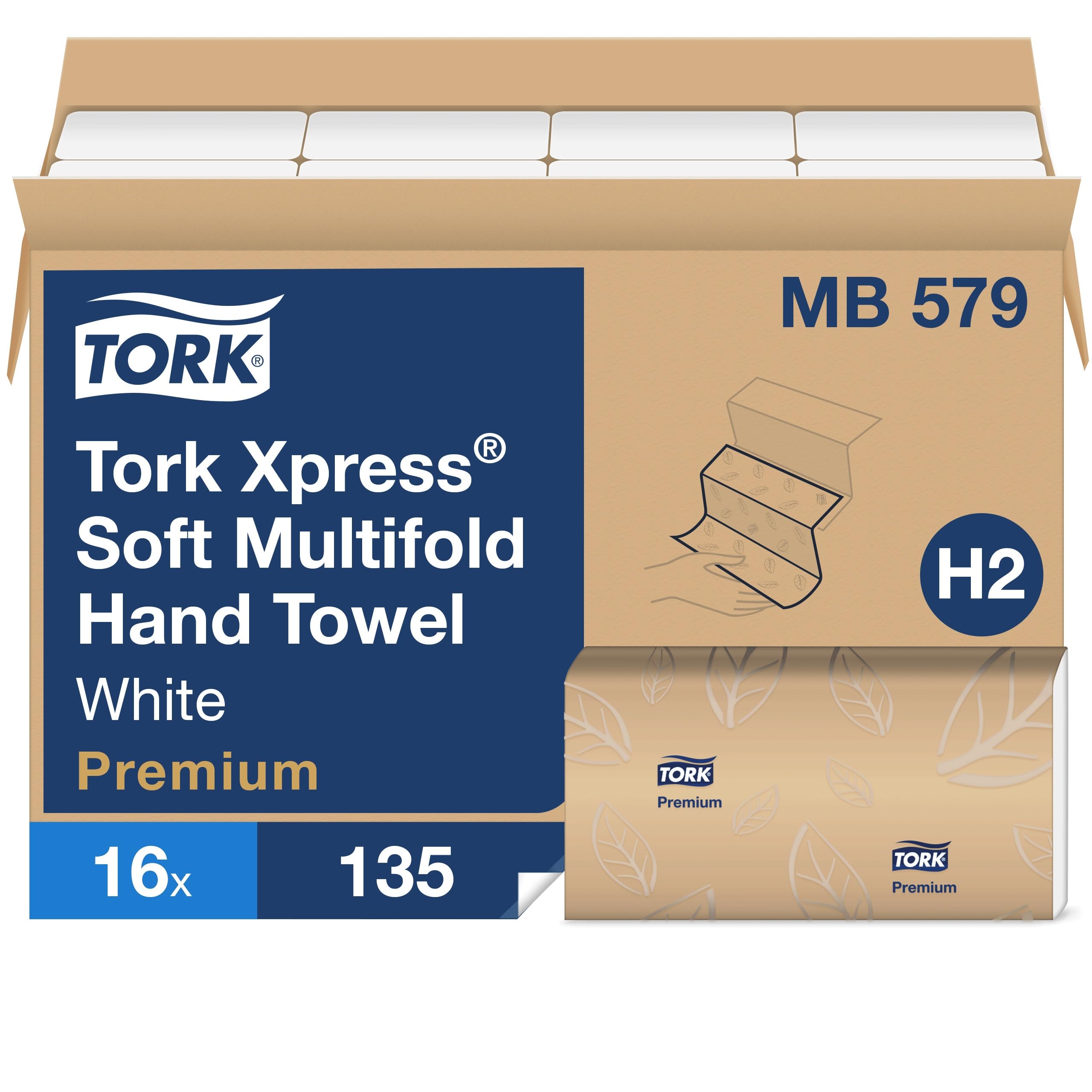 Xpress Soft Multifold Hand Towel White H2, Absorbent, 16 x 135 Sheets, MB579