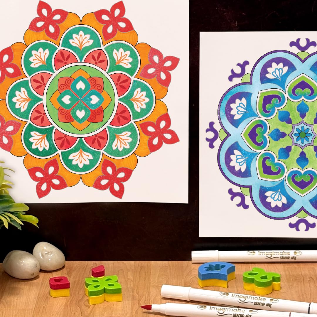 Imagimake DIY Mandala Art Kit for Girls 9-12 | Coloring & Painting Art Kit Set with Water Brush Pen & Stamps | Crafts & Gifts for Kids Age 10-12 2