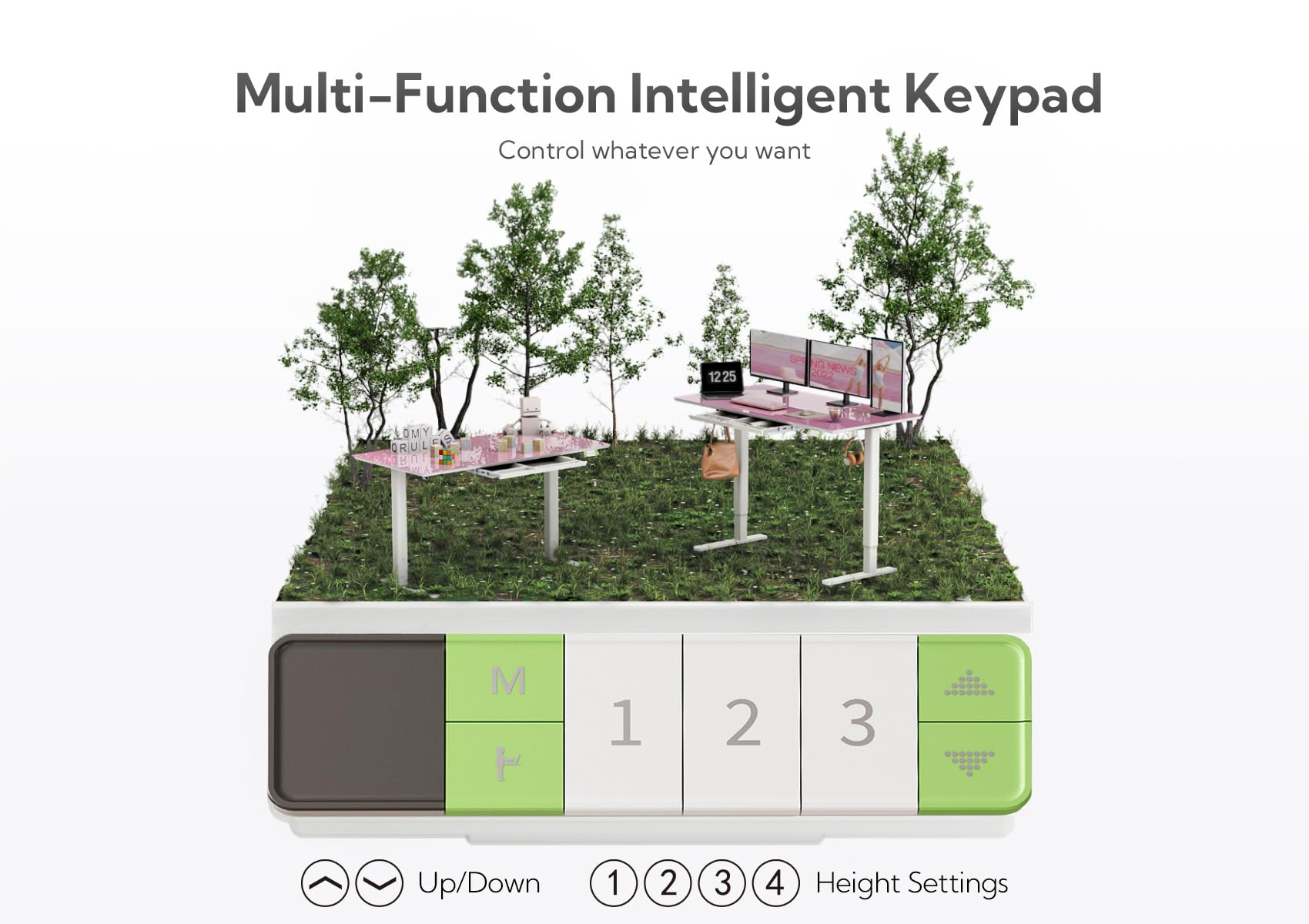 INNOVAR Glass Standing Desk with Drawers, Adjustable Height Stand Up Desk, Electric Standing Desks with Storage, 48 inch, Morandi Powder