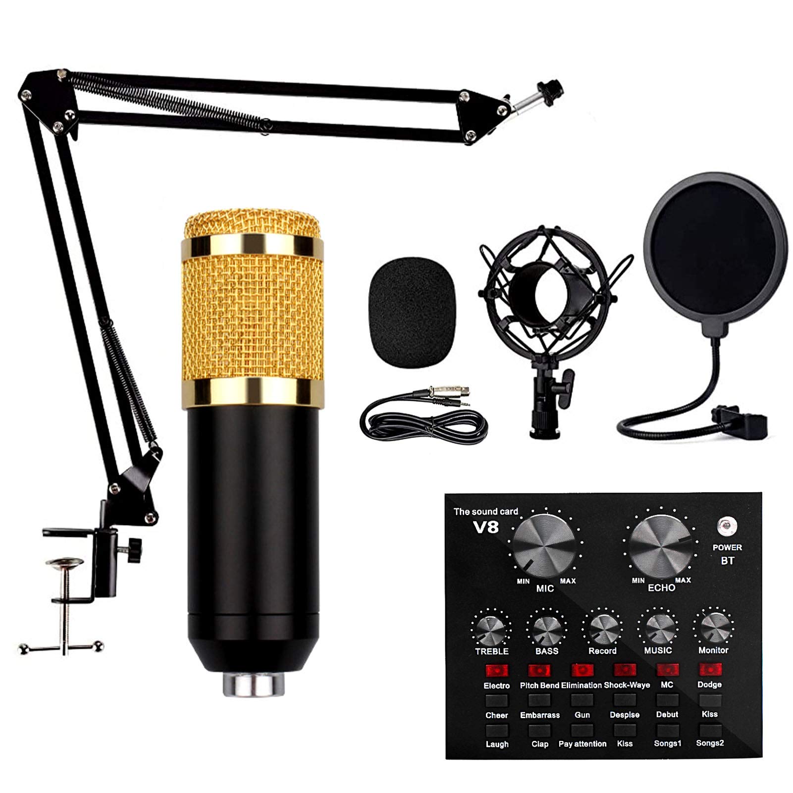 Amazon.com: FDFDF Sound Card Microphone Set,12 Sound Effects and 6
