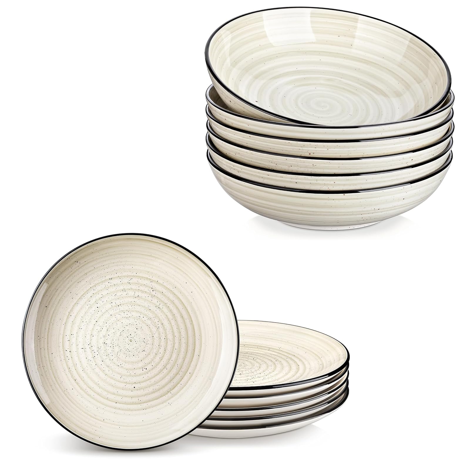 Vancasso Beige Dinner Plates & Pasta Bowls Set