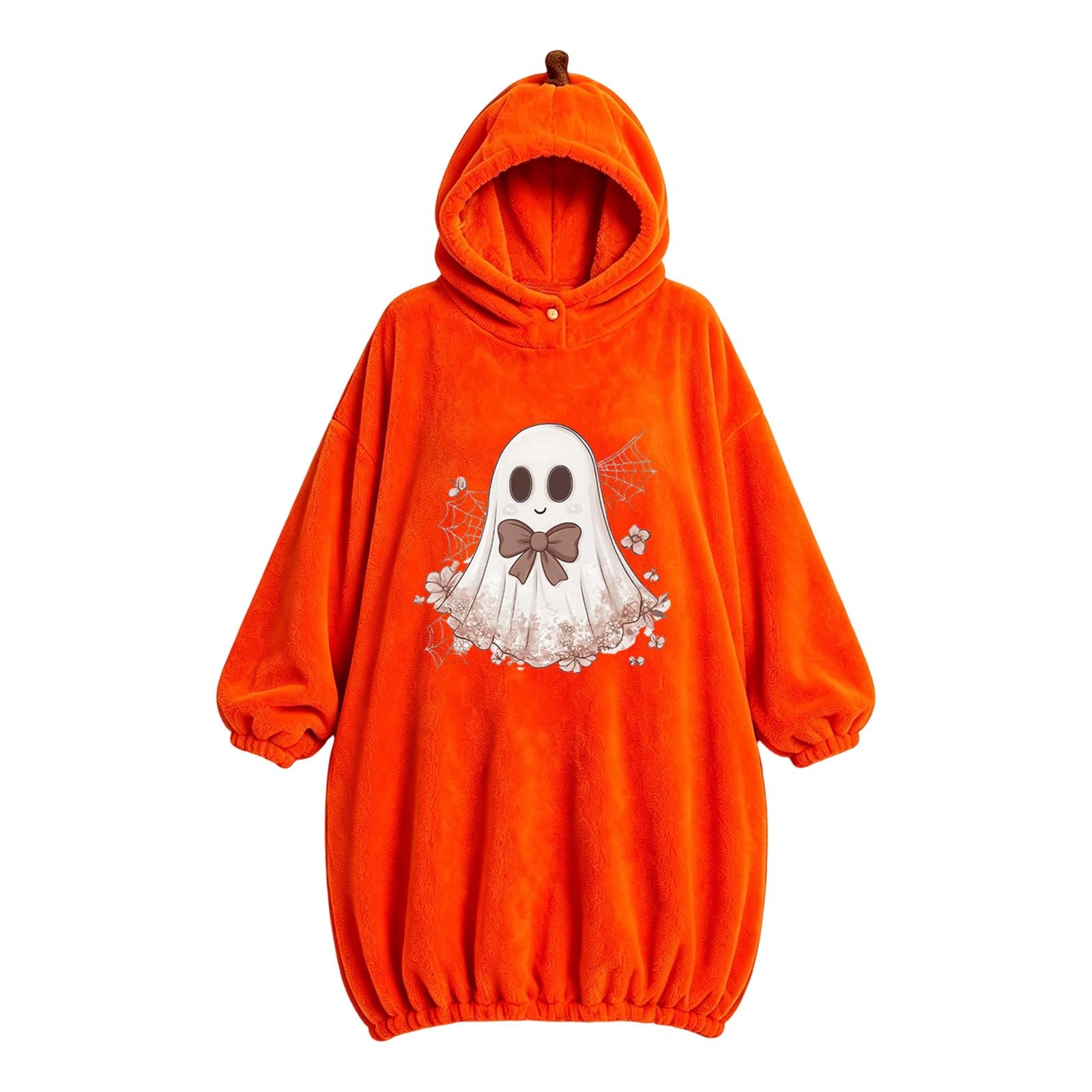 Sudadera larga con capucha para niñas con diseño de calabaza