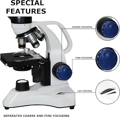 Miniatura 5 de Vision Scientific VME0006-100-RC-E2 Microscopio inalámbrico LED, aumento 40-2000X, iluminación LED con control de intensidad de luz, condensador