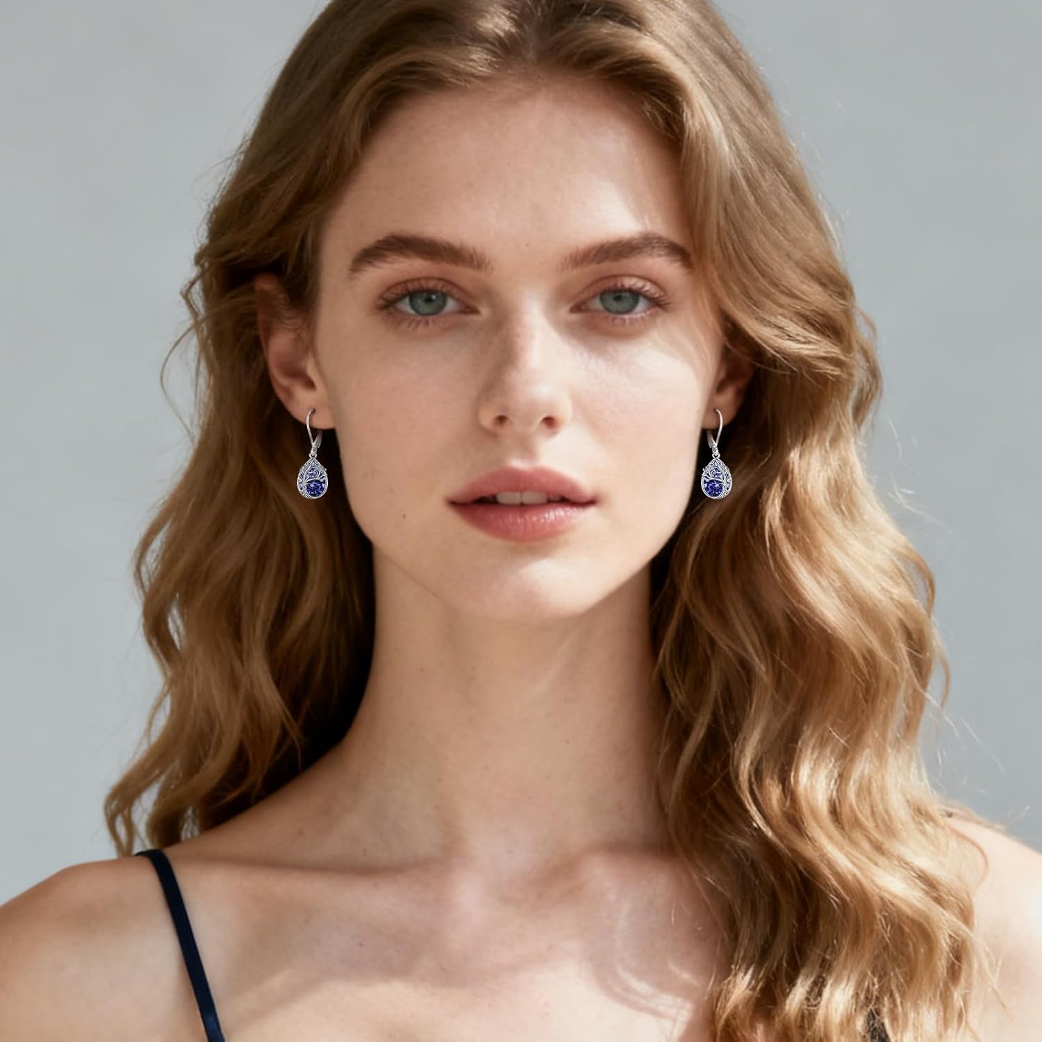 Tree of Life Dangle Drop Earrings 925 Sterling Silver Teardrop Gemstone Birthstone Earring Tree of Life Jewelry Birthday Gifts for Women/Mother/Mom