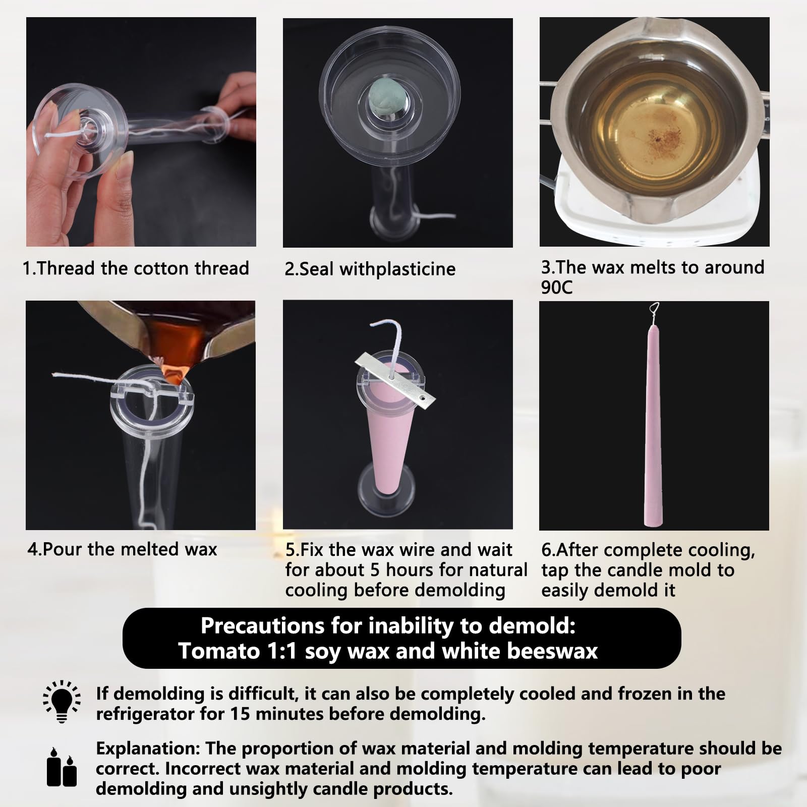 Stampo Per Candele Cilindrico Trasparente - Con Stoppino, Per Candele Fai Da Te, Decorazione Casa E Chiesa - Foto 5