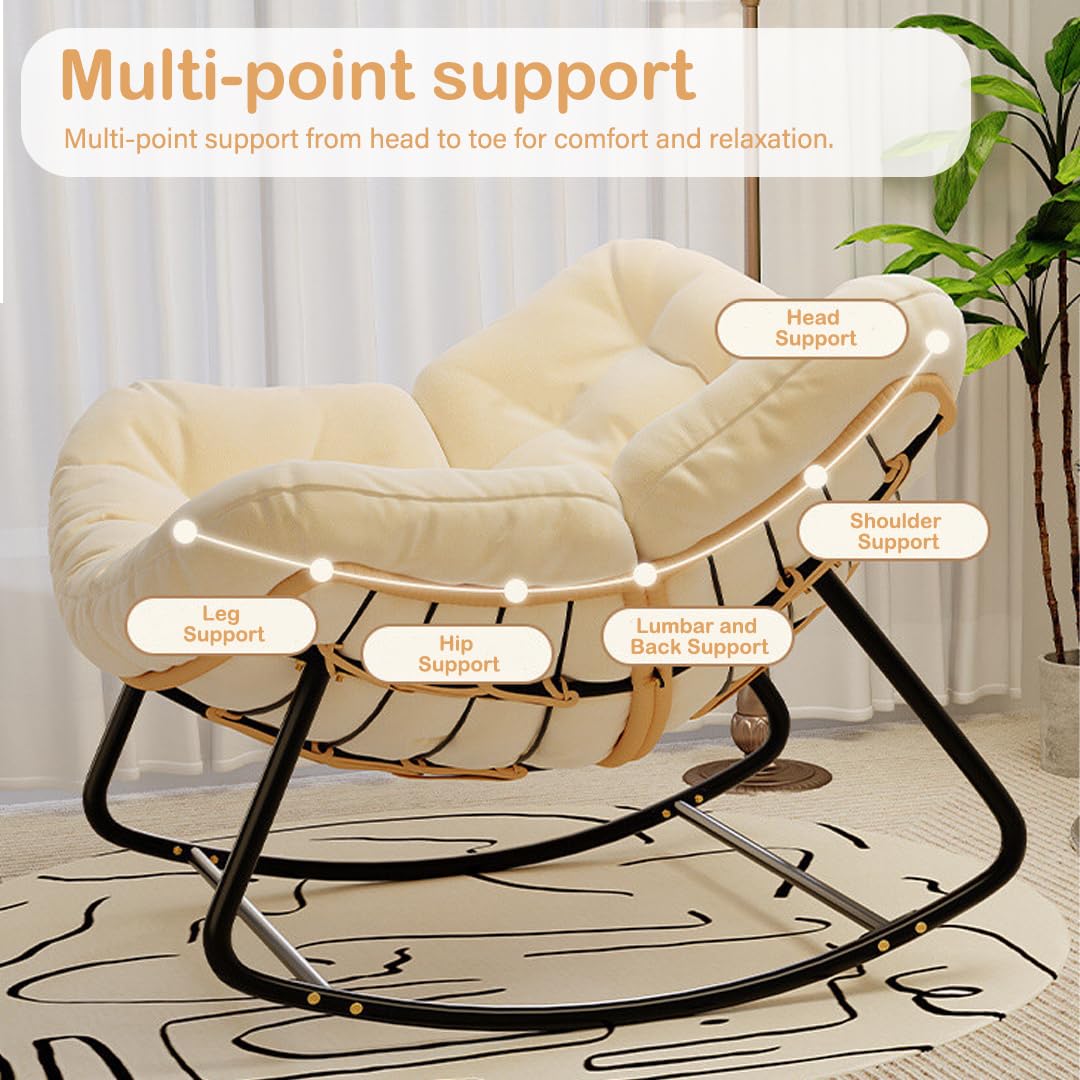 Espesar cojín de Mecedora de Gran tamaño para Adultos Interior/Exterior, Funda reclinable de ratán de algodón Suave, Silla no incluida (Gris Oscuro)
