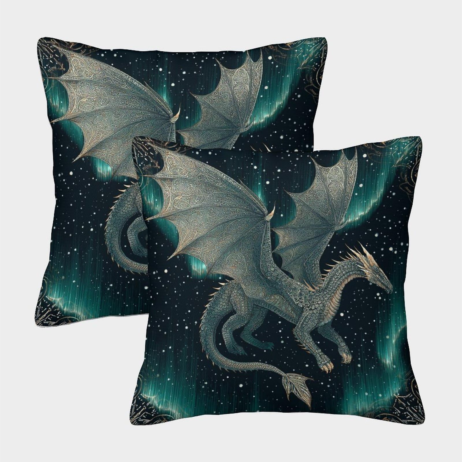 kaiyun 2 Pack Dragon - Starry Sky Square Pillow Cover Cushion Cover 45x45cm Suitable for Sofa Bed Chair,3D Pattern