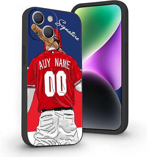 Funda de béisbol personalizada con nombre y número para iPhone 17 Air 16 15 Pro Max 14 13 Mini 12 11 Xs Xr SE3 8 7 6 Plus, silicona líquida con