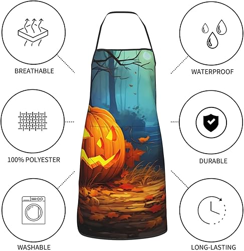 Miniatura 6 de Delantal de calabazas, delantales de cocina para hombres y mujeres, delantal de cocina, delantal de chef, delantal de jardín ajustable con 2