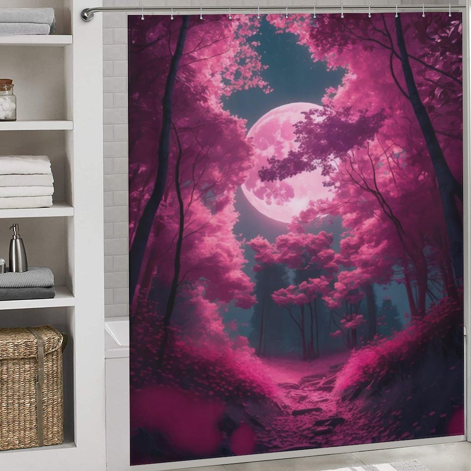 Rideau de douche imperméable Sakura en polyester lavable 183x183cm pour baignoire chic