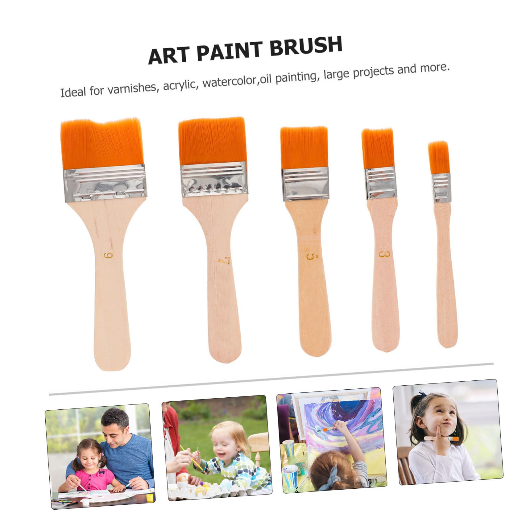 Pinceau à Dessin en Bois pour Garçon et Filles et Adultes, Lot de 50 Pièces