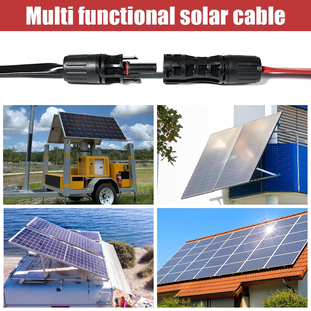 Solarpanel verlengkabel met waterdichte vrouwelijke en mannelijke connectors - Zonnecabel 4mm²/6mm², 3m/5m/10m/15m, voor zonnepanelen en fotovoltaïsche systemen (rood zwart) (4 mm² /15m Solarpanel verlengkabel met waterdichte vrouwelijke en mannelijke connectors - Zonnecabel 4mm²/6mm², 3m/5m/10m/15m, voor zonnepanelen en fotovoltaïsche systemen (rood zwart) (4 mm² /15m