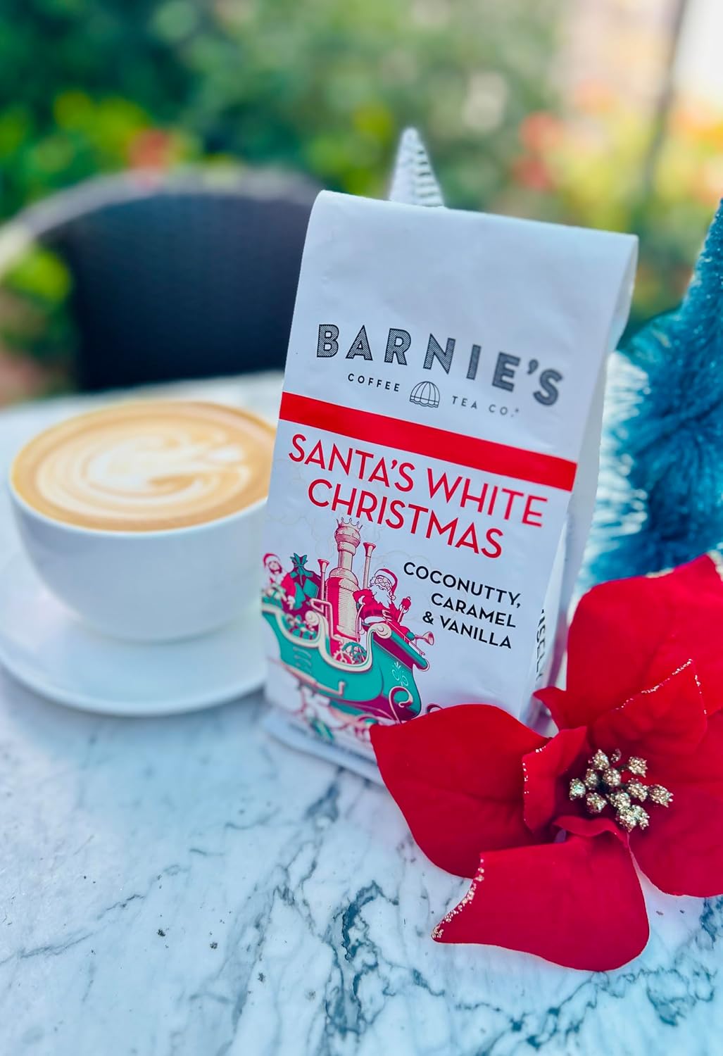 BARNIE'S COFFEE TEA Santa's White Christmas Ground Coffee with Smooth Coconut, Caramel, and Warm Vanilla Flavors, Medium Roasted Arabica Coffee Beans, 12 oz Bag, 1 Count (Pack of 1) image 4