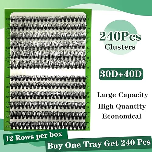 Miniatura 2 de Podaci - 240 extensiones de pestañas individuales, 240 unidades, extensiones de pestañas postizas naturales 30D, 40D, 0.315-0.630 in, rizado D,