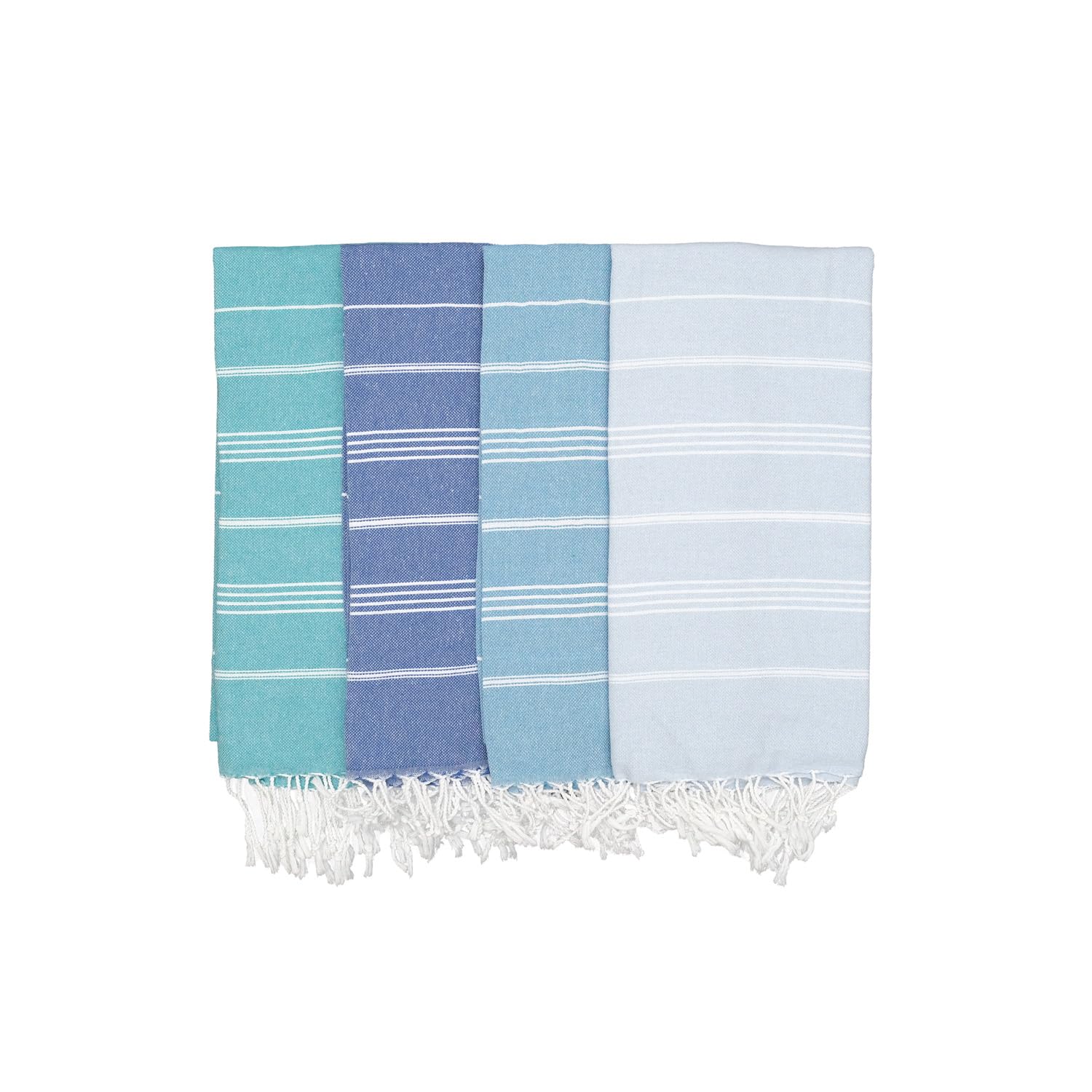 PADISHAHHOME Oversized Turkish Beach Towel 38’’x71’’ - Set of 4 | 100% Turkish Cotton Lightweight Sand Free Quick Dry Pool Towels | Extra Large Bath
