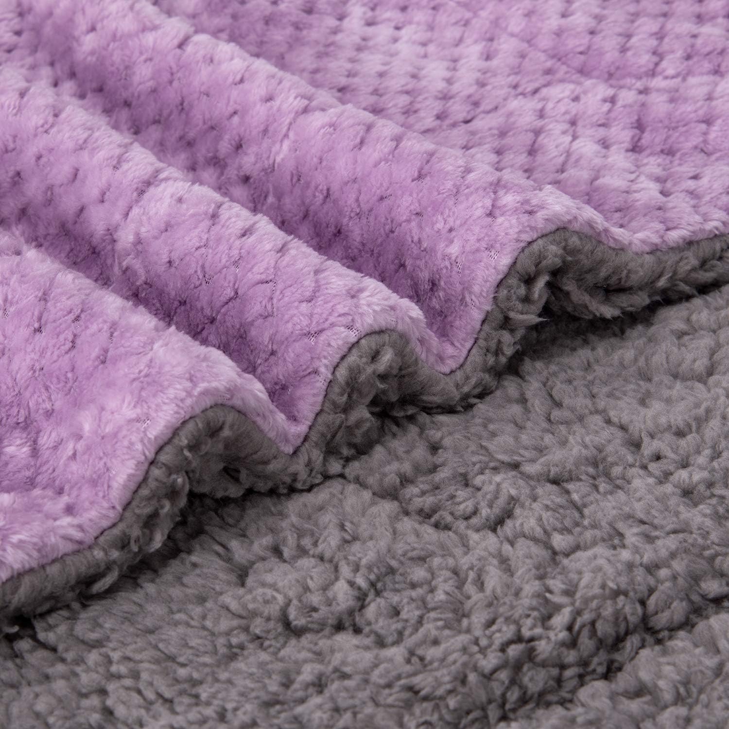 Fuzzy Blanket or Fluffy Blanket for Baby Girl or boy, Soft Warm Cozy Coral Fleece Toddler, Infant or Newborn Receiving Blanket for Crib, Stroller, Travel, Outdoor (40" x 48", DG-Lavender)