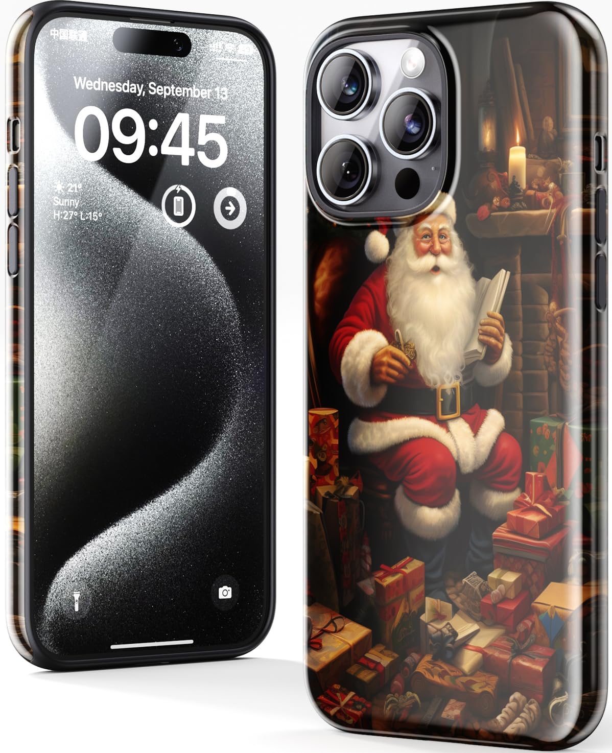 DorisMax Christmas Phone Case for iPhone 14 Pro - Wireless Charging Compatible - Dual-Layer Hard Shell + Silicone Cover - Protective Cover with Cutee