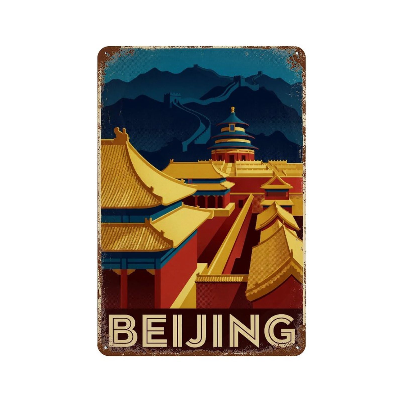 Metal Tin Sign Travel Retro China Beijing