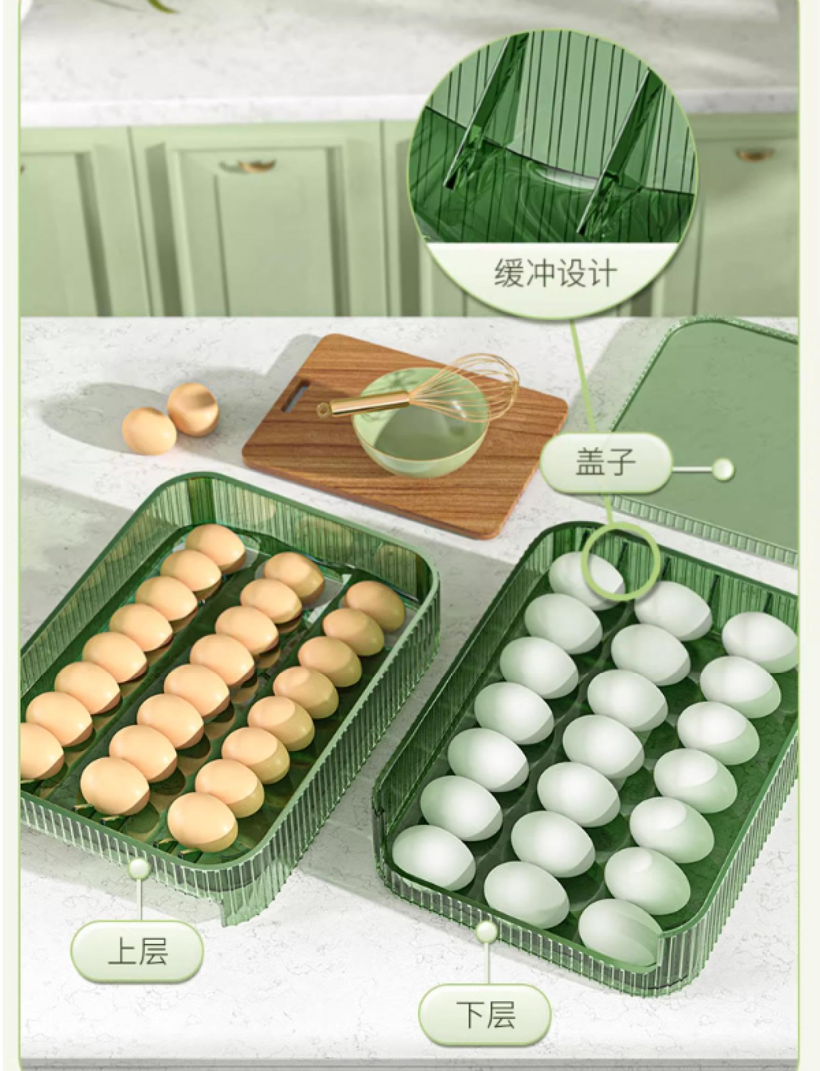 Caja de Almacenamiento de Huevos de Doble Capa,Soporte para Huevos para refrigerador,Almacenamiento de Huevos para encimera,Organizador de Huevos,Dispensador de Huevos para refrigerador