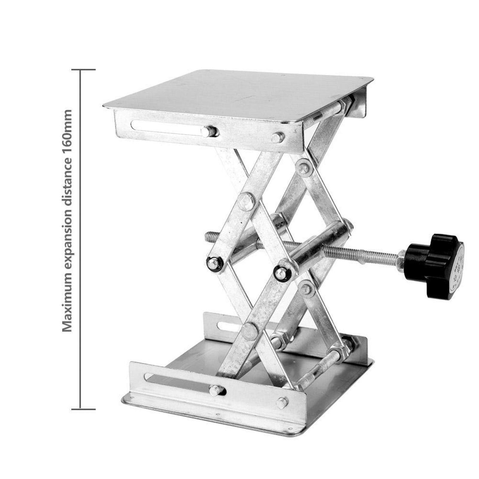 Labor Scissors Jack, 100 * 100 * 160 mm Labor Support Jack Platform aus rostfreiem Stahl, Anti-Rost Scientific Scissor Lifting Jack Platform(Schwarz)
