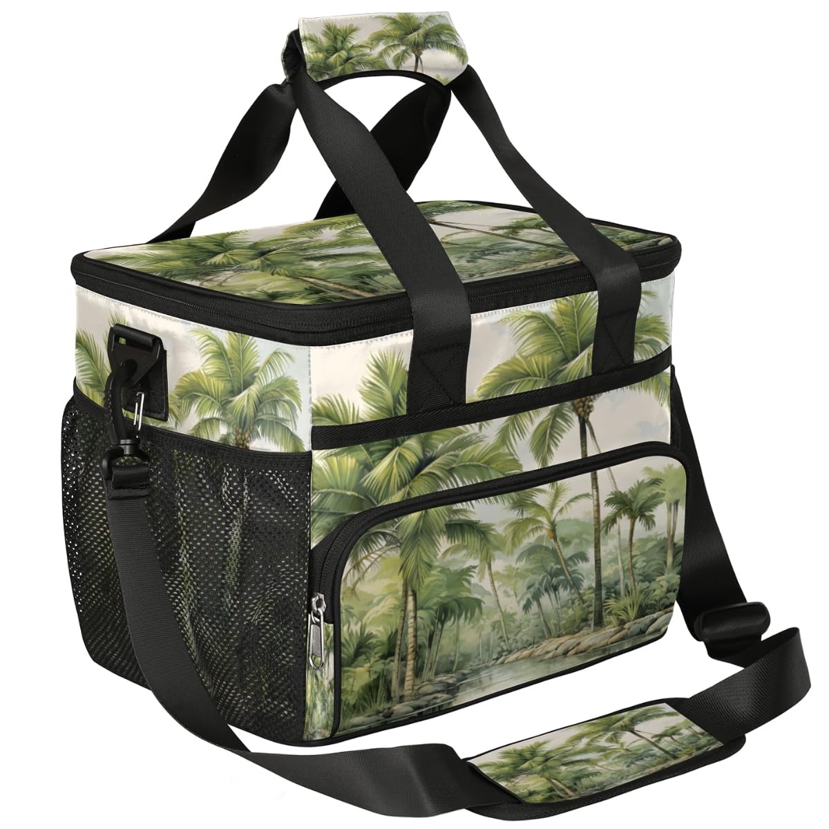 Tropical Palm Trees Insulated Picnic Backpack Lunch Box for Women Men Picnic Basket Tote Lunch Bag Picnic Bag Portable Lunch Bags for Picnic, Beach, Work, Trip,Office, Camp Coconut Palm