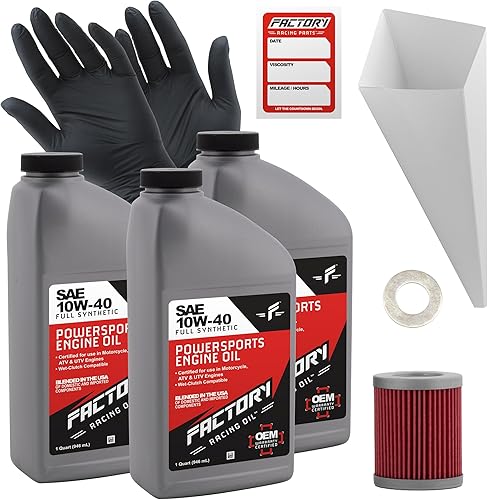 Kit de cambio de aceite compatible con Suzuki Quadsport Z-250 – Incluye 3 cuartos de galón de aceite sintético completo SAE 10W-40, 1 filtro, 1